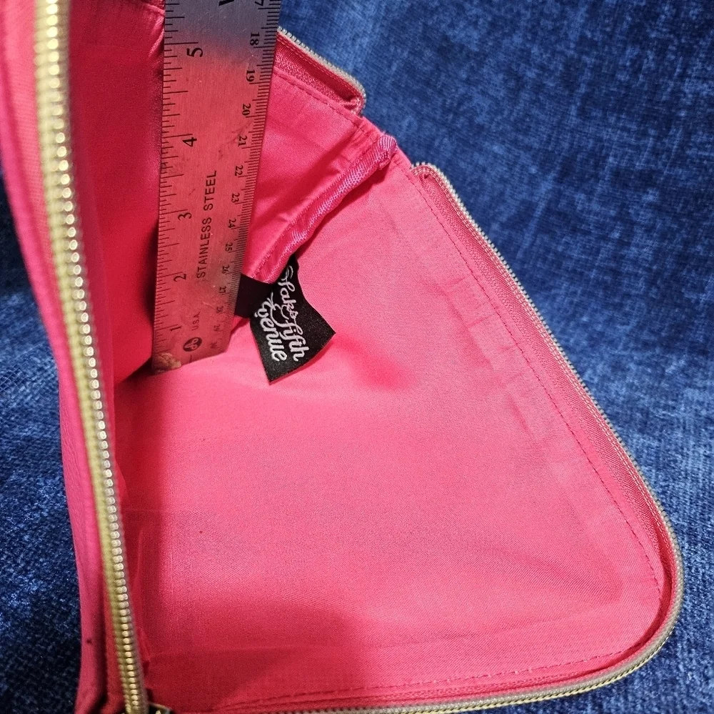 NEW Saks 5th Bubblegum Pink Corner Zip Around Pouch Case